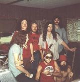 Classic day at Hell House with Allen Collins, Billy Powell, Ronnie VanZant, Gary Rossington, Jeff Carlisi, seated, Leon Wilkerson and Artimus Pyle.  Notice the pistol in the front of Ronnie's jeans.